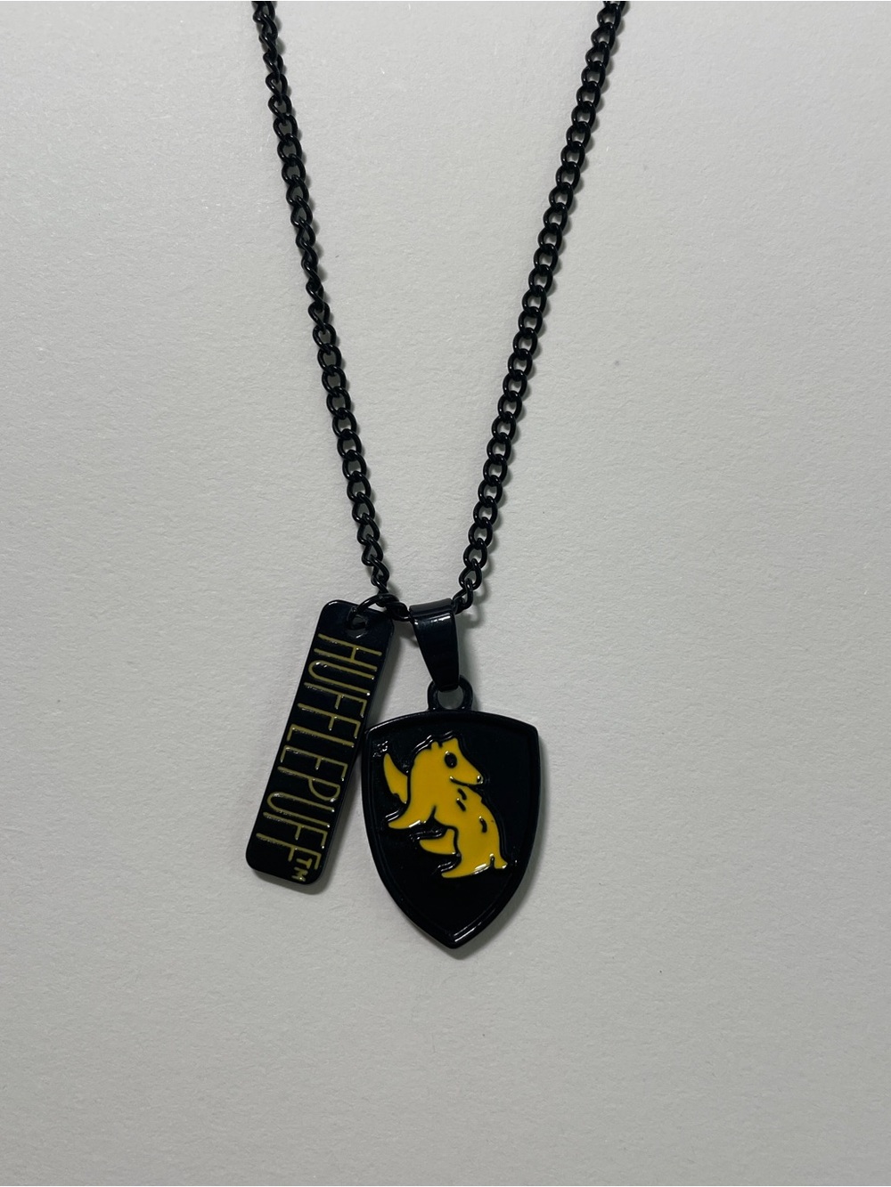 Hufflepuff Crest Pendant Necklace in Black and Yellow
